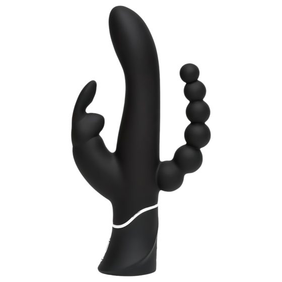 Happyrabbit Triple - akumulátorový stimulátor klitorisu a anální vibrátor (černý)