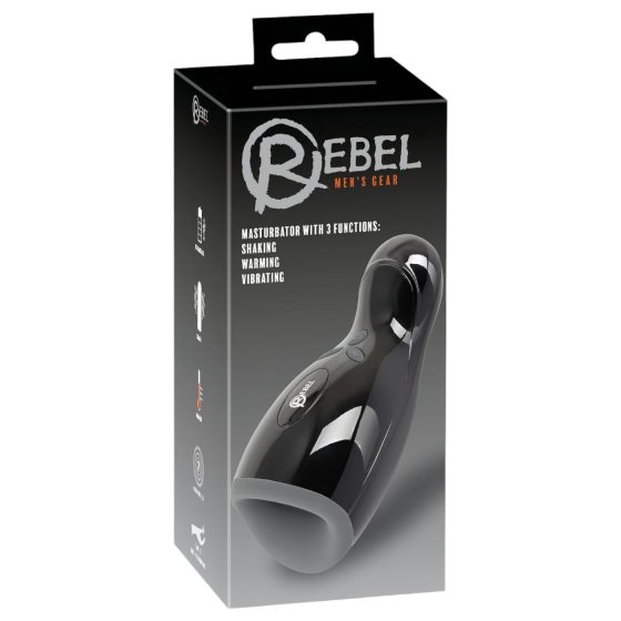 Rebel - vyhřívaný, vibrující, pohyblivý masturbátor (černý)