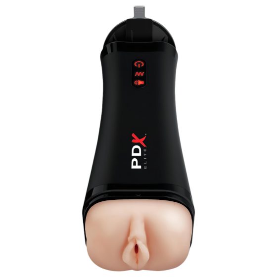 / PDX Super Stroker - vibrující, sténající umělá vagína (přirozená-černá)