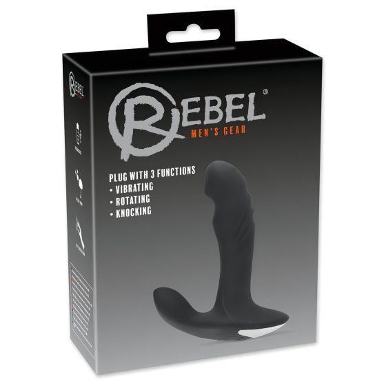 Rebel - rotační masážní vibrátor na prostatu s kuličkami (černá)