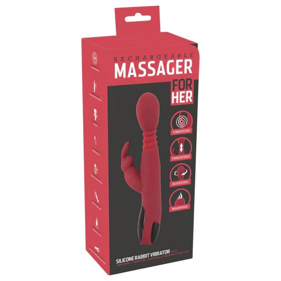 You2Toys Masér - pohybový, vyhřívaný vibrátor na bod G (červený)