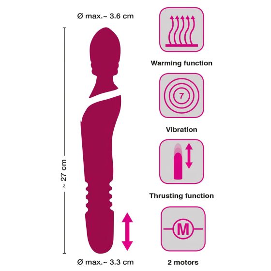 Javida Thrusting - 3v1 vibrační masážní vibrátor - červený