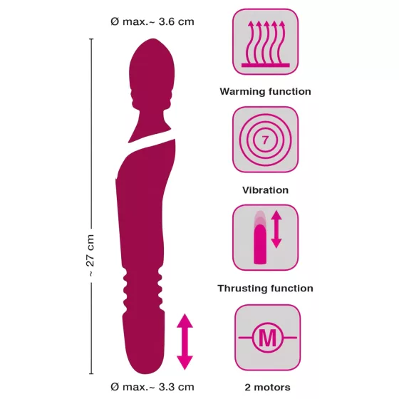 Javida Thrusting - 3v1 masážní vibrátor (červený)