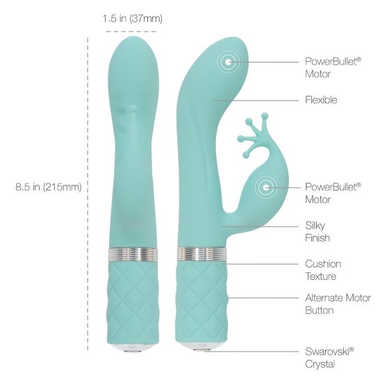 Pillow Talk Kinky - akumulátorový, 2 motorový G-bod vibrátor (tyrkysový)
