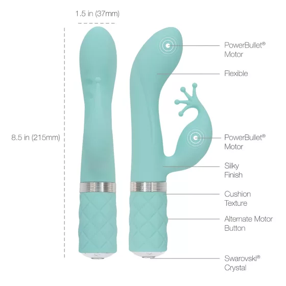 / Pillow Talk Kinky - akumulátorový, dvoumotorový vibrátor na bod G (tyrkysový)