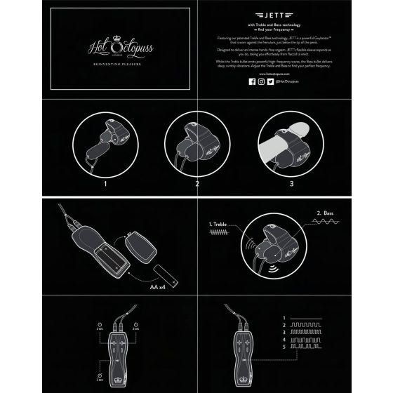 HOT Octopuss JETT - vibrační stimulátor žaludu - 2 motory - černý