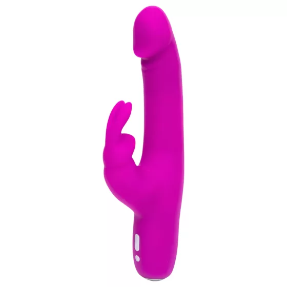 Happyrabbit - realistický vibrátor s klitorálním ramenem - dobíjecí, fialový