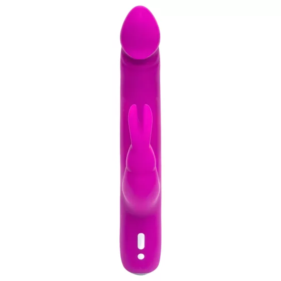 Happyrabbit - realistický vibrátor s klitorálním ramenem - dobíjecí, fialový