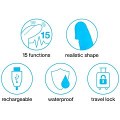   Happyrabbit - realistický vibrátor s klitorálním ramenem - dobíjecí, fialový