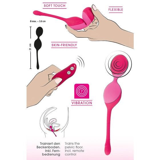 SMILE Love Balls - rádiové vibrační vajíčko - 82g (růžové)