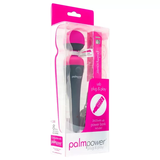 PalmPower Wand - masážní vibrátor s powerbankou - růžovo-šedý