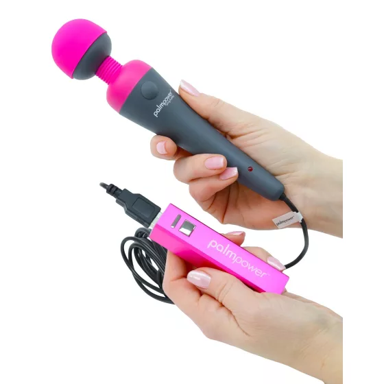 PalmPower Wand - masážní vibrátor s powerbankou - růžovo-šedý