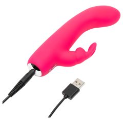   Happyrabbit Mini Rabbit - vodotěsný, dobíjecí vibrátor s lechtivou pákou (růžový)
