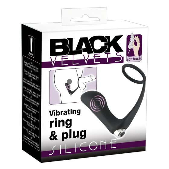 Black Velvet - anální vibrátor s erekčním kroužkem (černý)