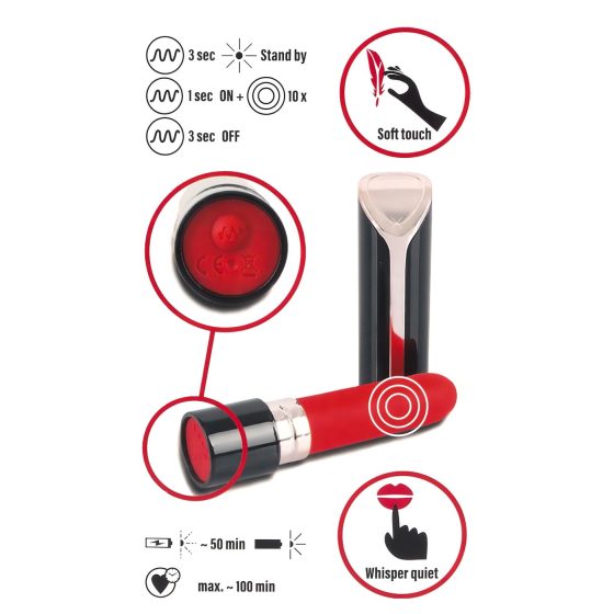 You2Toys - dobíjecí vibrátor ve tvaru rtěnky (červený)