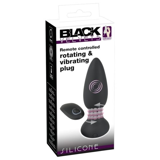Black Velvet - rotující anální vibrátor s korálky (černý)