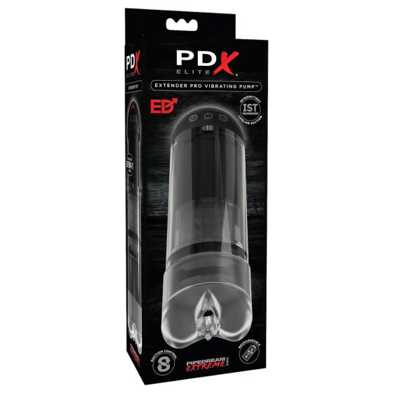 PDX Elite Extender Pro - dobíjecí sací a vibrační umělá vagína (černá)