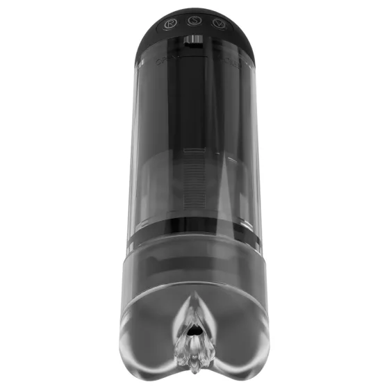 PDX Elite Extender Pro - masturbátor s vibracemi a sáním - černý, dobíjecí