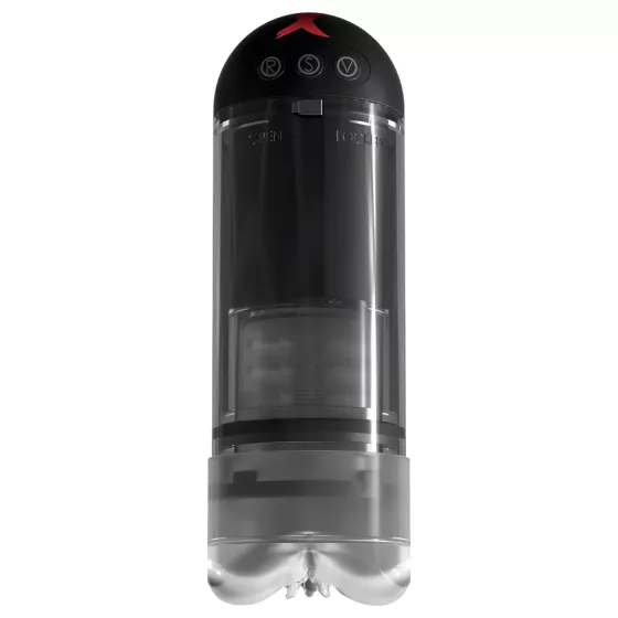 PDX Elite Extender Pro - masturbátor s vibracemi a sáním - černý, dobíjecí