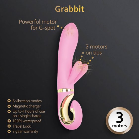 G-Vibe GRabbit – akumulátorový, 3 motory G-bod vibrátor (růžový)