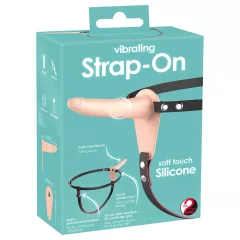   You2Toys - Strap-On - akumulátorový, připínací vibrátor (tělové barvy)