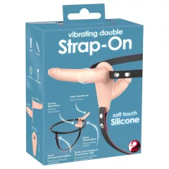   You2Toys - Strap-On - připínací dvojitý vibrátor (tělová barva)