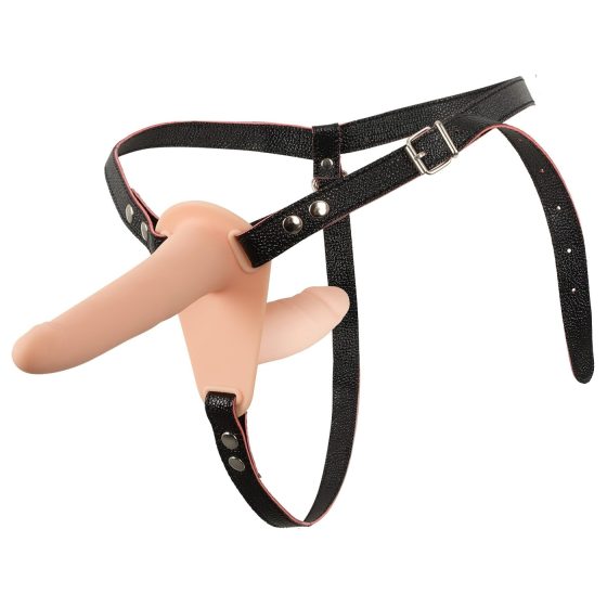 You2Toys - Strap-On - připínací dvojitý vibrátor (přírodní)
