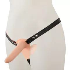   You2Toys - Strap-On - připínací dvojitý vibrátor (tělová barva)