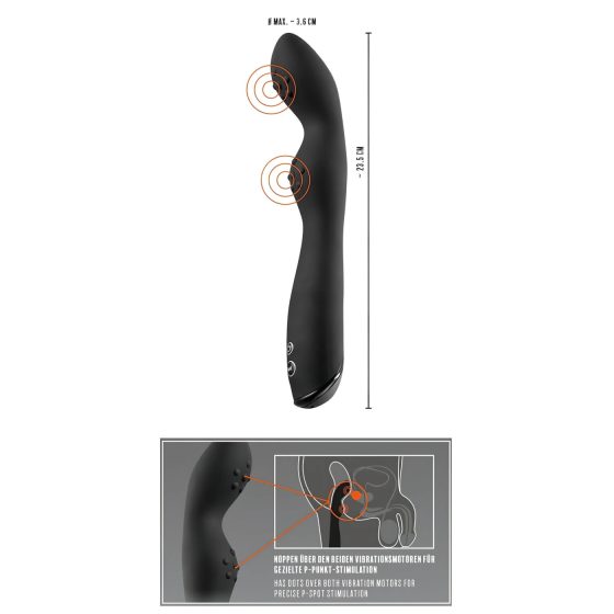 Rebel P-Spot - 2-motorový prostatický vibrátor (černý)