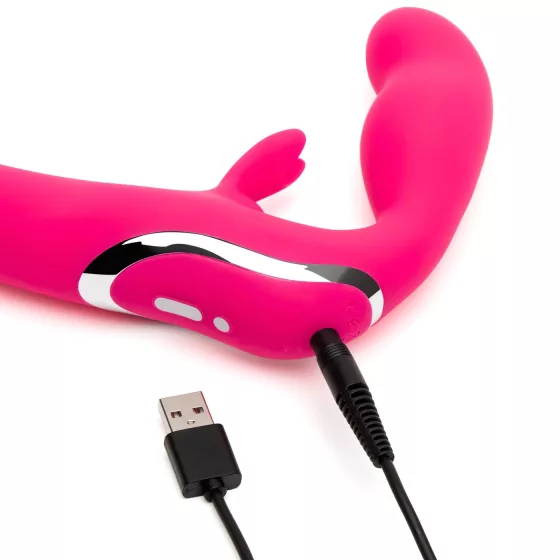 Happyrabbit - strapless vibrátor pro páry - silikon růžový