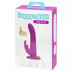   Happyrabbit Strap-On - králičí nasazovací vibrátor s raménkem na klitoris (fialový)
