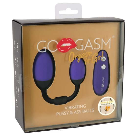 GoGasm Pussy & Ass - vibrátorové duo vajec (fialová-černá)