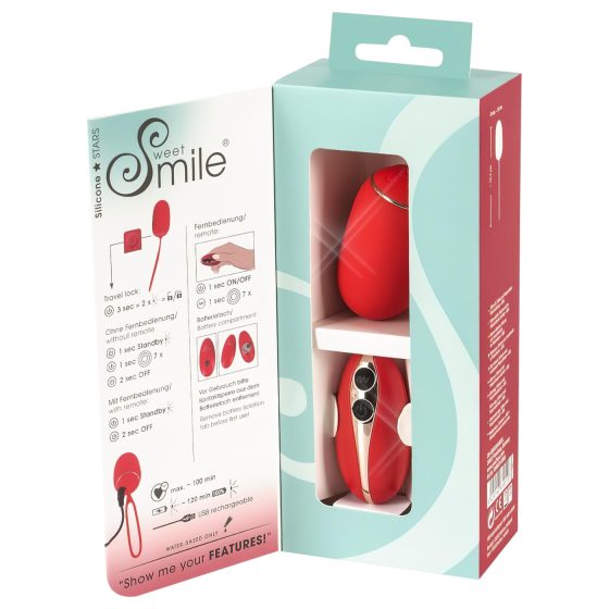 SMILE Láska Koule - dobíjecí, rádiově řízené vibrační vajíčko (červené)