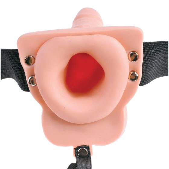 Fetish Strap-On 6 - připínací, dutý vibrátor (přírodní)