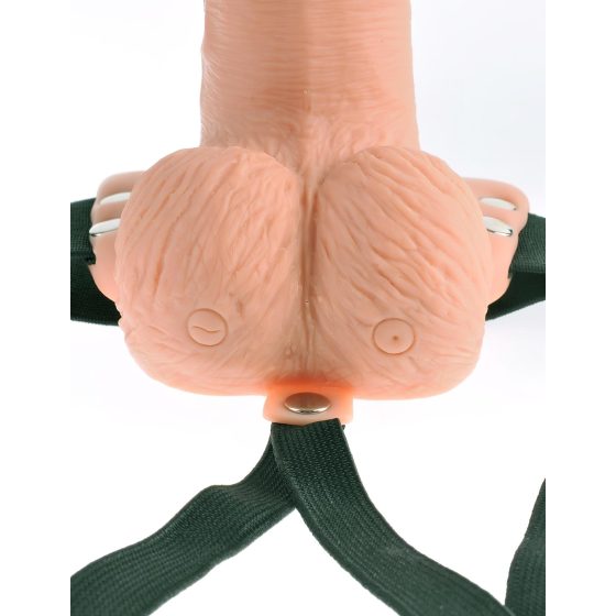 Fetish Strap-On 6 - připínací, dutý vibrátor (přírodní)