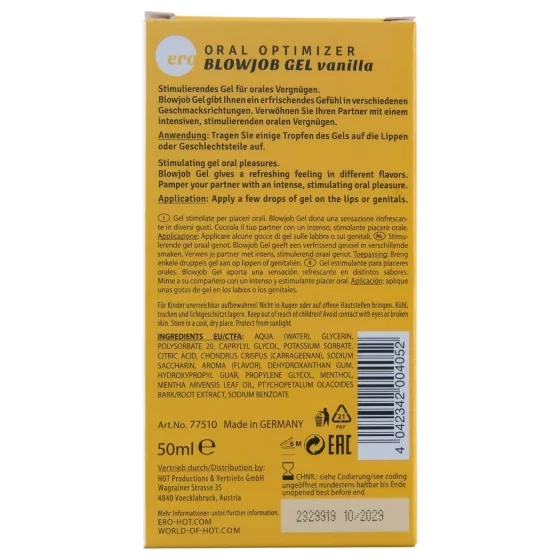 HOT - Blowjob Gel - lubrikační gel na orální sex - vanilka (50 ml)