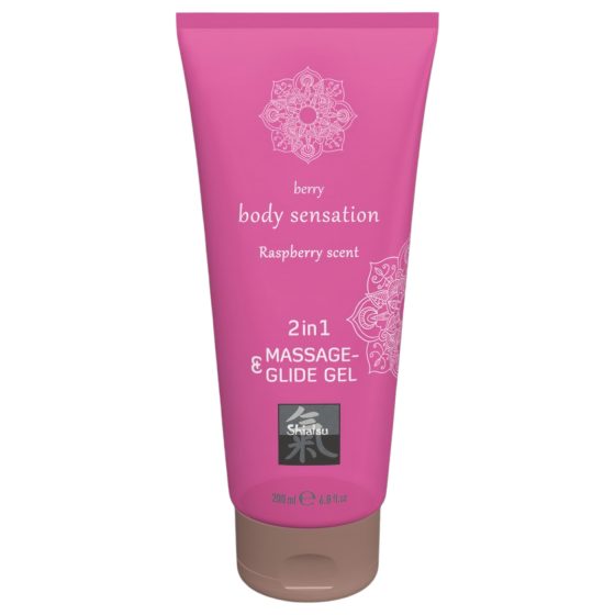Shiatsu - masážní lubrikant 2v1 - malinová vůně - 200 ml