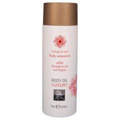   Shiatsu Luxury - jedlý masážní olej - jahoda a červený pepř - 75 ml