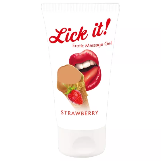 Lick it! - lubrikant a jedlý gel 2v1 - jahoda - 50 ml