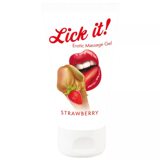 Lick it! - lubrikant a jedlý gel 2v1 - jahoda - 50 ml