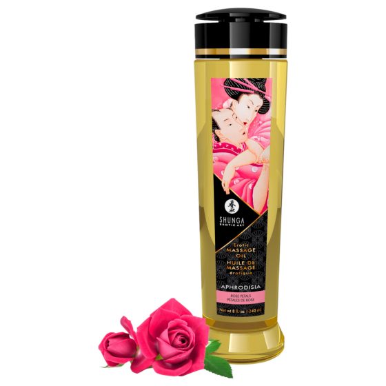 Shunga - masážní olej - růže - 240 ml