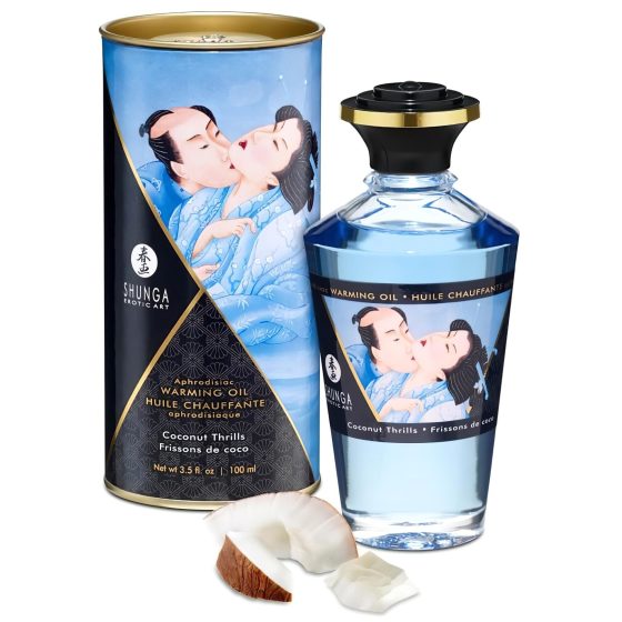 Shunga - hřejivý masážní olej - kokos (100 ml)