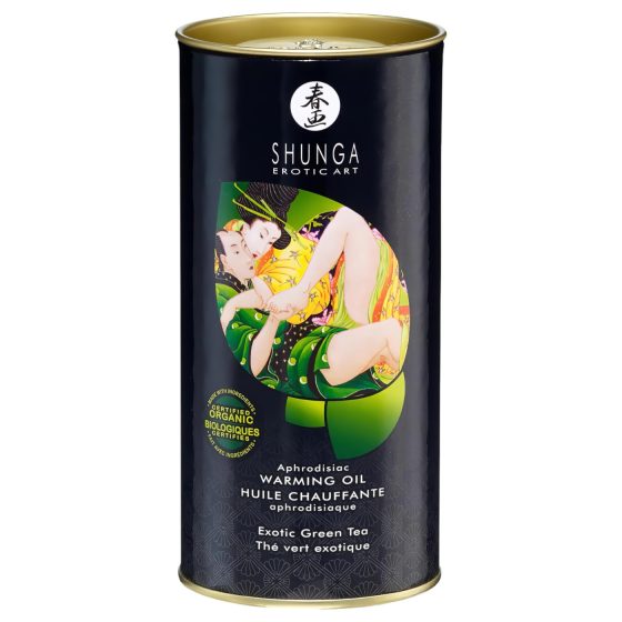 Shunga - hřejivý masážní olej - zelený čaj (100ml)