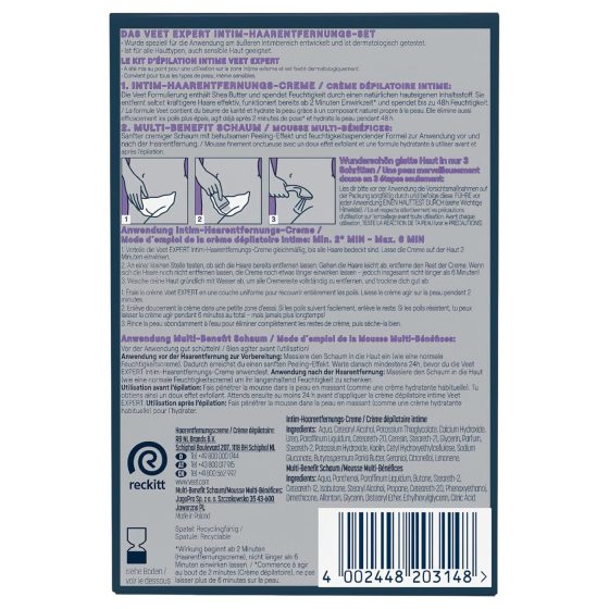 Veet - intim depilační krém a hydratační pěna pro ženy (50+50ml)