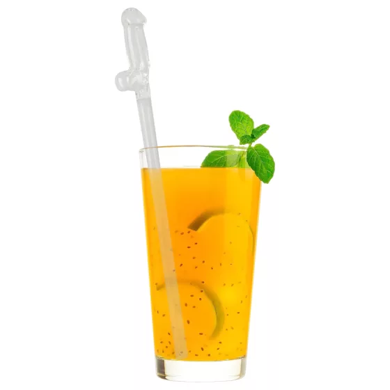 Straw Willy - brčko ve tvaru penisu - průhledné - sada 4 ks