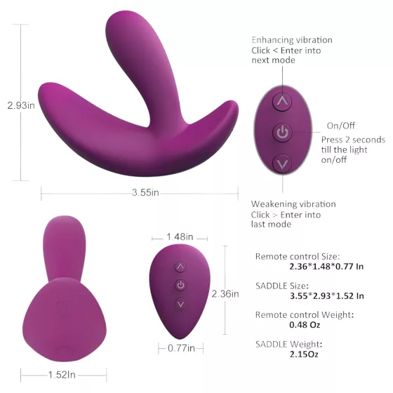 Cotoxo Saddle - vibrátor na prostatu s dálkovým ovládáním - fialový