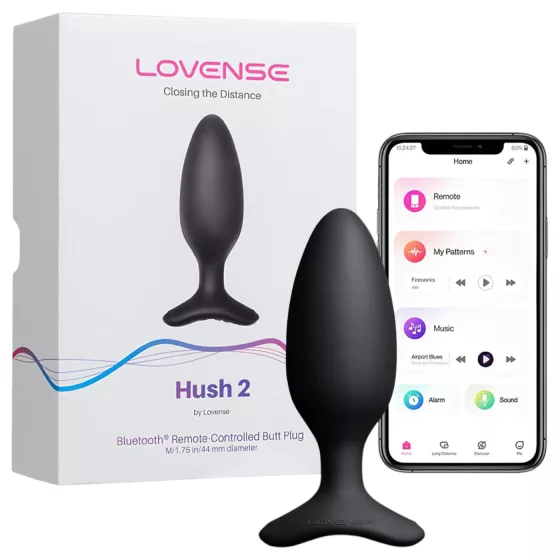 LOVENSE HUSH 2 S - chytrý anální vibrátor (38 mm) - černý