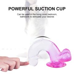  Sunfo - přísavkový, varlatý dildo - 22 cm (průhledný-fialový)
