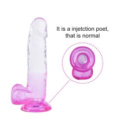   Sunfo - přísavkový, varlatý dildo - 22 cm (průhledný-fialový)