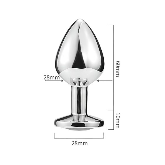 Sunfo - anální kolík kovový s růžovým kamenem - stříbrný